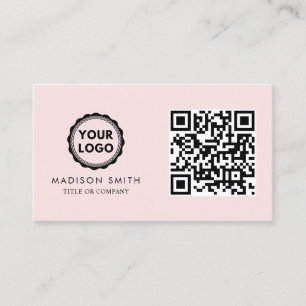 QR Code Business Logo Modern Blush Pink Visitekaartje
