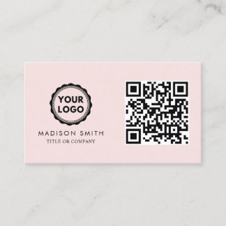 QR Code Business Logo | Modern Blush Pink Visitekaartje