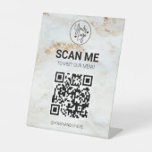 QR-code Business Logo Modern Contactless Menu Reclamebord Met Voetstuk (Voorkant)