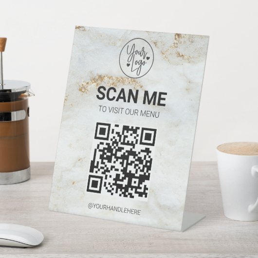 QR-code Business Logo Modern Contactless Menu Reclamebord Met Voetstuk (Insitu)