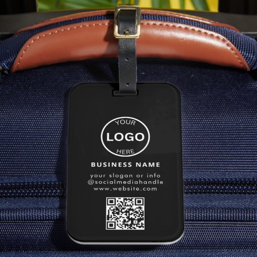 QR Code Business Logo Modern Eenvoudig Bagagelabel (Voorkant Insitu 2)