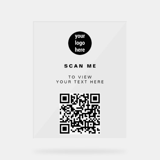 QR Code Business Logo Modern minimalistisch bedrij Acryl Bord (Voorkant)