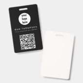 QR Code Business Logo Modern minimalistisch bedrij Badge (Voor- en achterkant)
