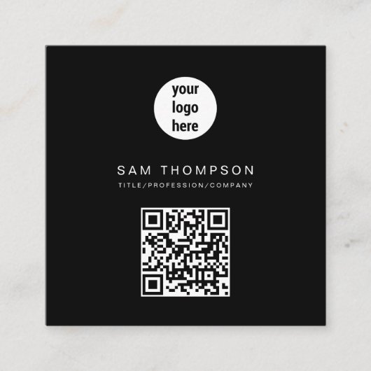 QR Code Business Logo Modern minimalistisch bedrij Contactkaartje (Voorkant)