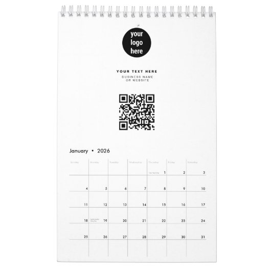 QR Code Business Logo Modern minimalistisch bedrij Kalender (Jan 2026)