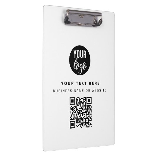 QR Code Business Logo Modern minimalistisch bedrij Klembord (Rechts)