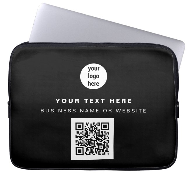 QR Code Business Logo Modern minimalistisch bedrij Laptop Sleeve (Voorkant)