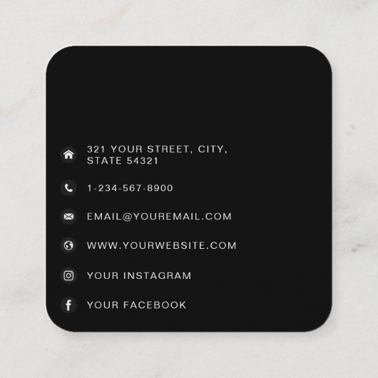 QR Code Business Logo Modern minimalistisch bedrij Vierkante Visitekaartje (Achterkant)