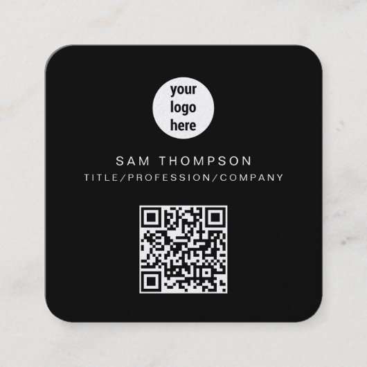QR Code Business Logo Modern minimalistisch bedrij Vierkante Visitekaartje (Voorkant)