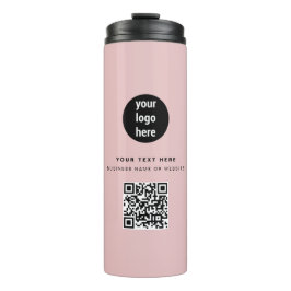 QR Code Business Logo Modern Minimalistisch Roze Thermosbeker