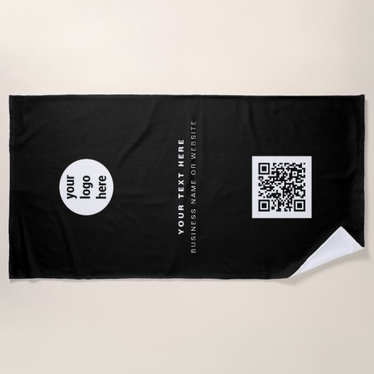 QR Code Business Logo Modern minimalistisch Strandlaken (Voorkant)