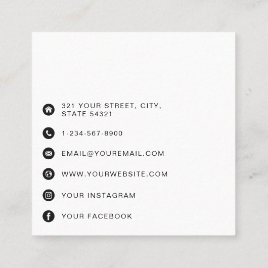 QR Code Business Logo Modern minimalistisch Vierkante Visitekaartje (Achterkant)