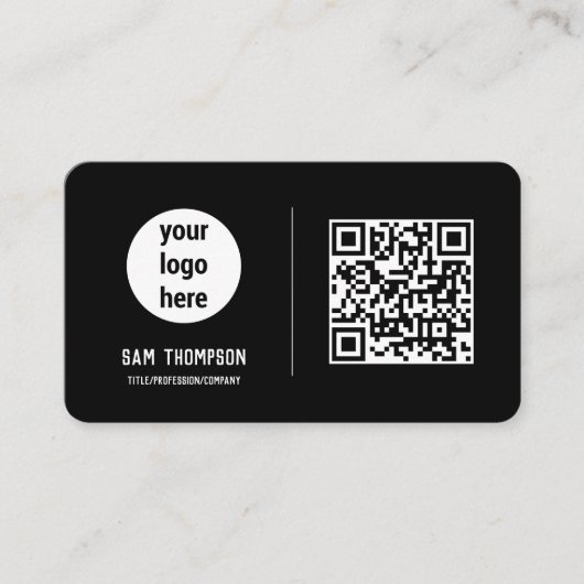 QR Code Business Logo Modern minimalistisch Visitekaartje (Voorkant)