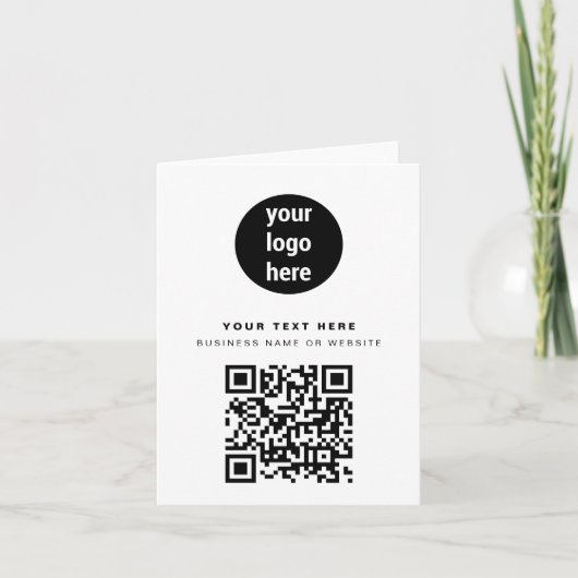 QR-code Business Logo Modern minimalistisch wit Bedankkaart (Voorkant)