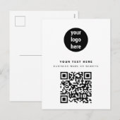 QR-code Business Logo Modern minimalistisch wit Feestdagenkaart (Voorkant / Achterkant)