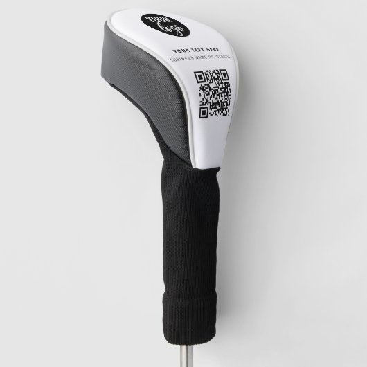 QR-code Business Logo Modern minimalistisch wit Golfheadcover (Schuin)
