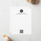 QR-code Business Logo Modern minimalistisch wit Notitiekaartje (Voorkant / Achterkant in situ)