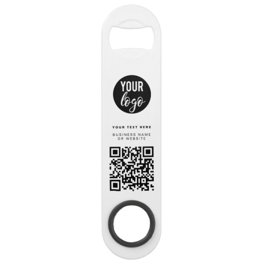 QR-code Business Logo Modern minimalistisch wit Speed Flessenopener (Achterkant)