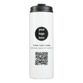 QR-code Business Logo Modern minimalistisch wit Thermosbeker (Voorkant)