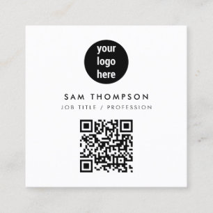 QR-code Business Logo Modern minimalistisch wit Vierkante Visitekaartje