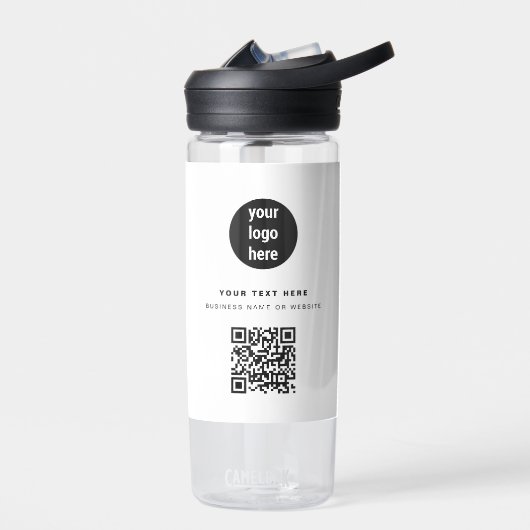 QR-code Business Logo Modern minimalistisch wit Waterfles (Links)