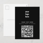 QR-code Business Logo Modern minimalistisch zwart Feestdagenkaart (Voorkant / Achterkant)