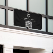 QR-code Business Logo Modern minimalistisch zwart Spandoek (Buitenkant Gebouw)