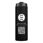 QR-code Business Logo Modern minimalistisch zwart Thermosbeker (Voorkant)