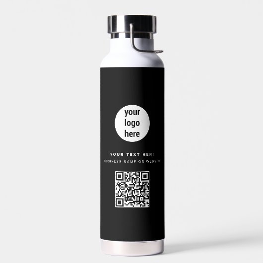 QR-code Business Logo Modern minimalistisch zwart Waterfles (Links)