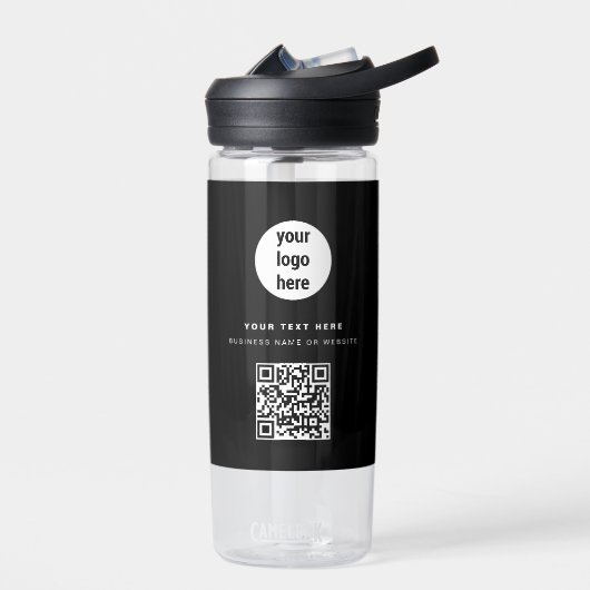 QR-code Business Logo Modern minimalistisch zwart Waterfles (Links)