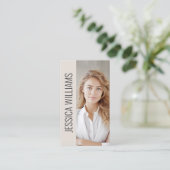 QR Code Business Logo Modern Professional Beige Visitekaartje (Staand voorkant)