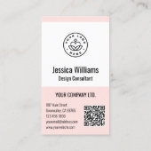 QR Code Business Logo Modern Professional Blush Visitekaartje (Achterkant)