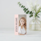 QR Code Business Logo Modern Professional Blush Visitekaartje (Staand voorkant)