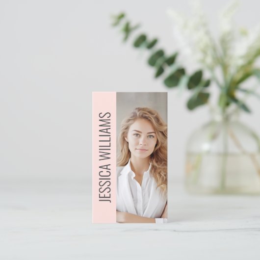 QR Code Business Logo Modern Professional Blush Visitekaartje (Staand voorkant)