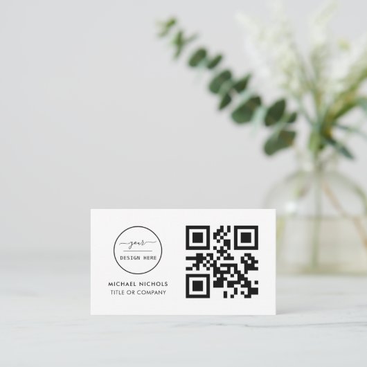 QR Code Business Logo | Modern Professional Busi Visitekaartje (Staand voorkant)