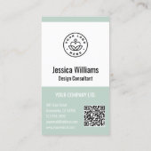 QR Code Business Logo Modern Professional Green Visitekaartje (Achterkant)
