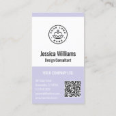 QR Code Business Logo Modern Professional Lavender Visitekaartje (Achterkant)