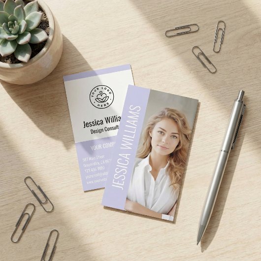 QR Code Business Logo Modern Professional Lavender Visitekaartje