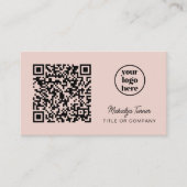 QR Code Business Logo Modern Professional Pink Visitekaartje (Voorkant)