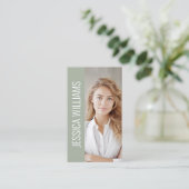 QR Code Business Logo Modern Professional Sage Visitekaartje (Staand voorkant)