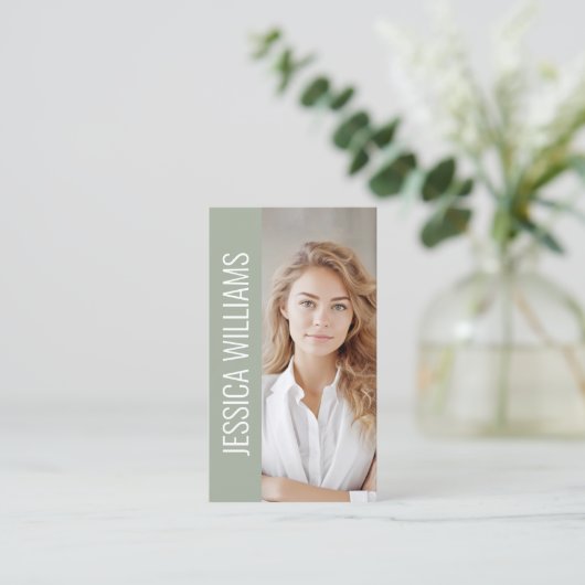 QR Code Business Logo Modern Professional Sage Visitekaartje (Staand voorkant)