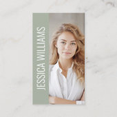 QR Code Business Logo Modern Professional Sage Visitekaartje (Voorkant)