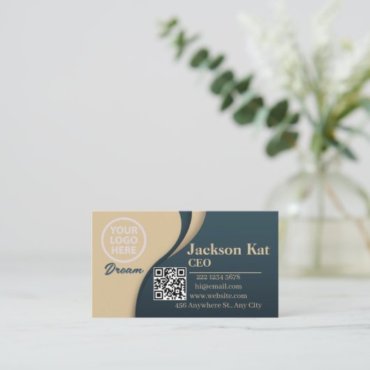 QR Code Business Logo | Modern professioneel gebru Visitekaartje (Staand voorkant)