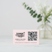 QR Code Business Logo Modern Professioneel Roze Visitekaartje (Staand voorkant)
