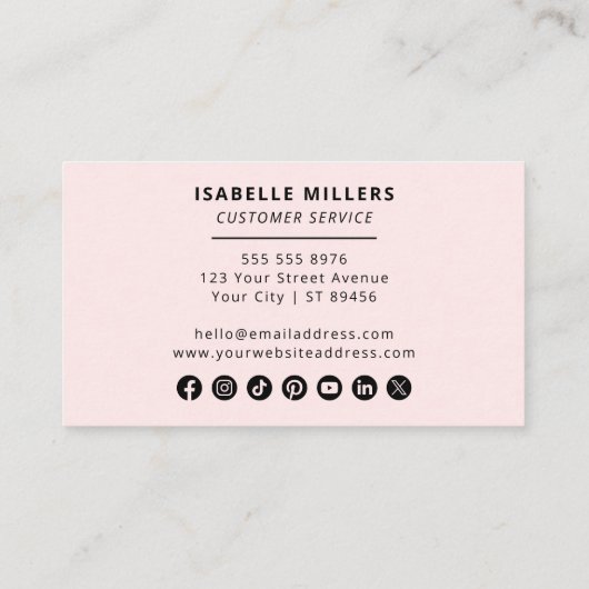 QR Code Business Logo Modern Professioneel Roze Visitekaartje (Achterkant)