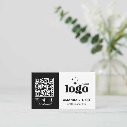 QR Code Business Logo Modern Professionele Sjabloo Visitekaartje (Staand voorkant)