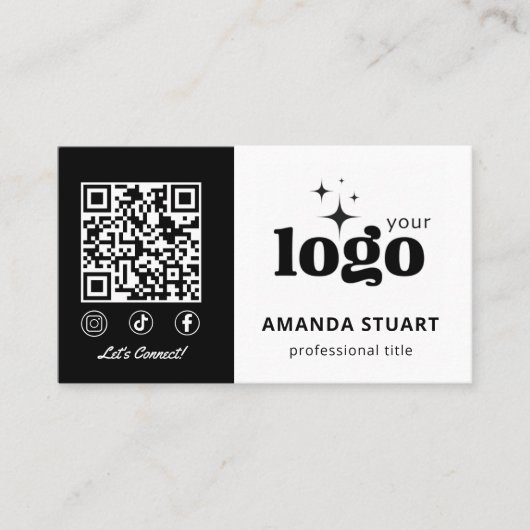 QR Code Business Logo Modern Professionele Sjabloo Visitekaartje (Voorkant)
