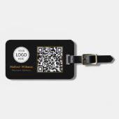 QR Code Business Logo, modern | Zwart Bagagelabel (Voorkant horizontaal)