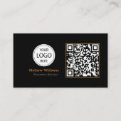 QR Code Business Logo, modern | Zwart monogram Pro Visitekaartje (Voorkant)