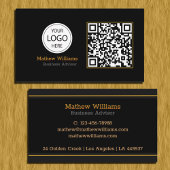 QR Code Business Logo, modern | Zwart monogram Pro Visitekaartje